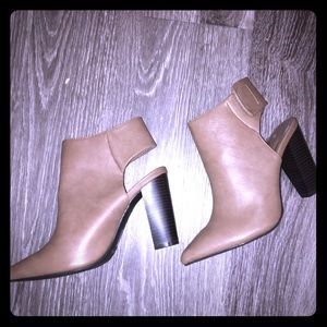 Tan/Clay Peep-Ankle Booties